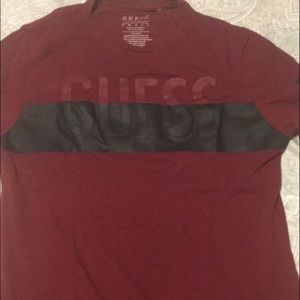 Red and black guess shirt